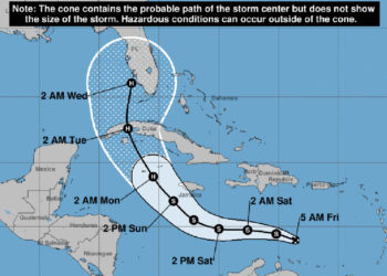 Tropical depression nine is expected to strengthen into a hurricane next week. (NOAA)