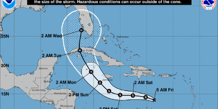 Tropical depression nine is expected to strengthen into a hurricane next week. (NOAA)