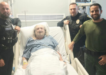 Corporal Mark Richard, Officer Frank Scianimanico, and Sergeant Pete Miller of the Sebastian Police Department.