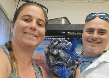 Nicolette from Treasure Coast Shellfish and Carmine from Crab E Bills