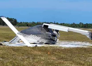 Plane crash at Sebastian Municipal Airport.