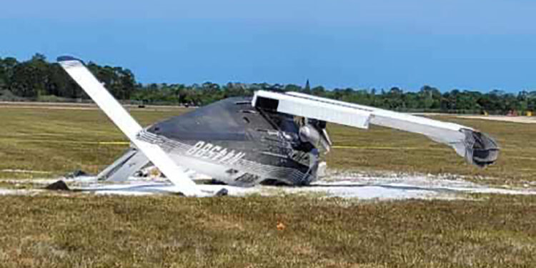 Plane crash at Sebastian Municipal Airport.