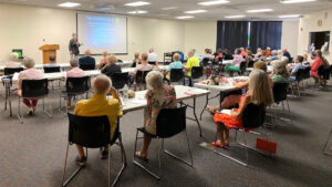 Susan Micheel, Education Coordinator, facilitates a Total Memory Workout class at the North County Library. (Credit: Courtney Sanchez)