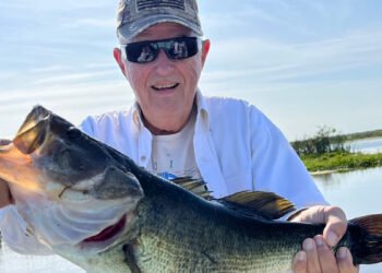 Tom Luttrull caught a 9lb 2oz bass while fishing the Headwaters Lake in Fellsmere.