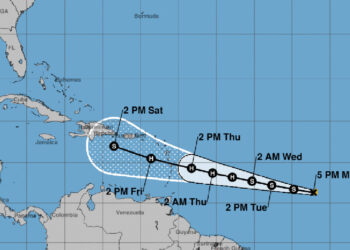 Current path for Tropical Storm Bret