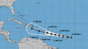 Current path for Tropical Storm Bret