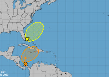 Two tropical disturbances near Florida pose no threat to our area.