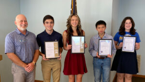 (Pictured left to right) Adam Preuss, Sebastian Exchange Club Student Coordinator, Zacary Cavill, Mia Harrell, Johnathan Phan and Isabelle Acosta