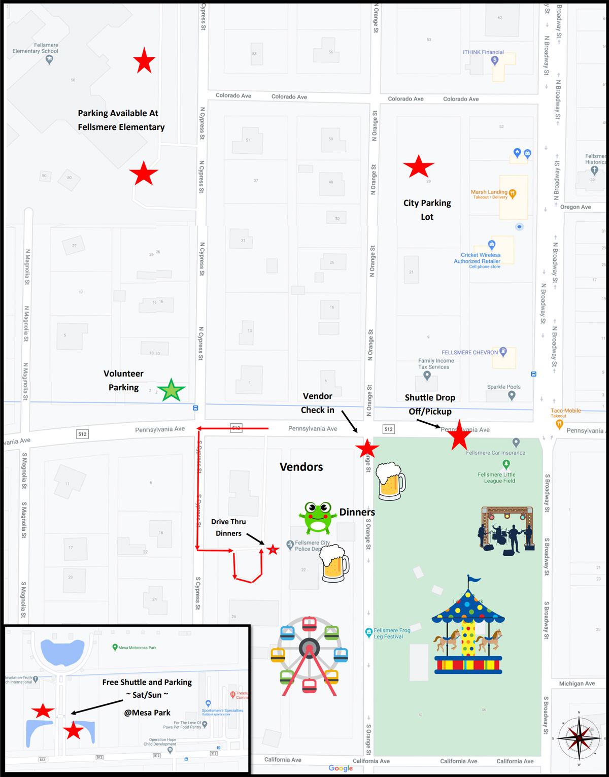 33rd Annual Fellsmere Frog Festival Parking, Rides, Food, Live Music