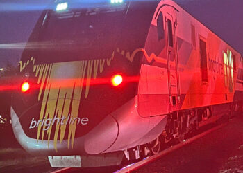 Brightline train collision with a pedestrian at the 8th Street railroad crossing
