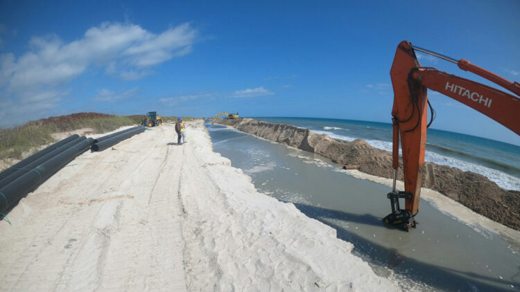 Sand from the Sebastian Inlet channel is being pumped to the beaches.