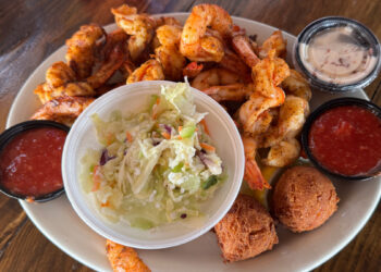 Monday's special at the Old Fish House in Grant: 1 1/4 lb Jumbo Shrimp w/Slaw and Hush Puppies.