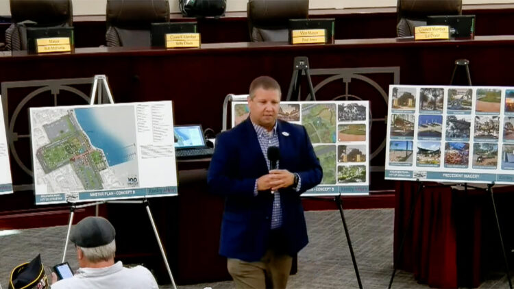 City Manager Brian Benton discusses two master plan concepts for Riverview Park