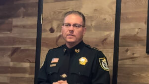Indian River County Sheriff Eric Flowers spoke at a Sebastian Chamber of Commerce meeting about why the sheriff’s office needs to expand its budget to meet the demands of a growing county.