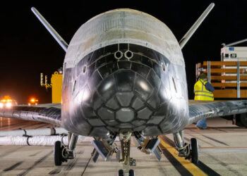 Secretive X-37B space plane, a robotic vehicle resembling a miniature space shuttle. (Image credit: US Space Force)