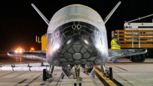 Secretive X-37B space plane, a robotic vehicle resembling a miniature space shuttle. (Image credit: US Space Force)