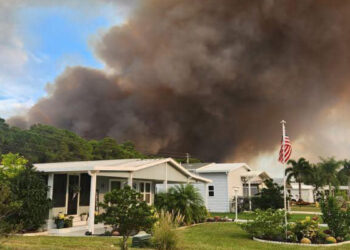 Brevard County Fire Rescue crews remained on the scene overnight to extinguish any remaining hot spots and monitor the area. (Credit: Brevard County Fire Rescue)