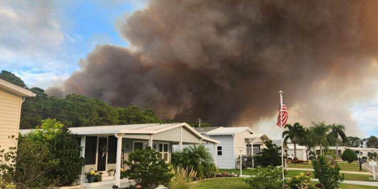 Brevard County Fire Rescue crews remained on the scene overnight to extinguish any remaining hot spots and monitor the area. (Credit: Brevard County Fire Rescue)