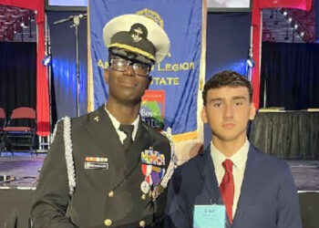 Mike Beaucejour (left) and Davi Moraes (right) post for photos in the Tucker Center, where the majority of the program activities were located.