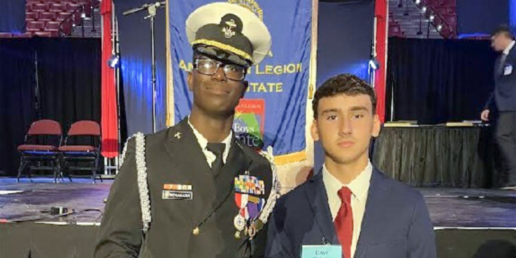 Mike Beaucejour (left) and Davi Moraes (right) post for photos in the Tucker Center, where the majority of the program activities were located.