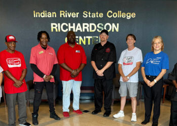 Left to right: Dignity Jobs – Georgette, Community Works – Pernell, Dignity Hospitality –Sam, Dignity Bus – Sherman, Dignity Food Truck – Kenny, Dignity Smiles – Russell, Dignity Wellness – Marilyn, and Dining with Dignity-Sheila.