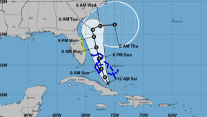 Tropical Cyclone Nine is forecast to bring heavy rainfall, gusty winds, and hazardous marine conditions to Sebastian and Vero Beach as it travels offshore past Florida. (Credit: NHC)
