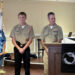From left to right: Mrs. Elizabeth Ward, Cadet Kyle Ward, CDR (ret) Peter Bissonnette, and Lt. Col. (ret) Jay Torres reading the Cadet of the Month citation. (Photo: Kim Palazzolo, MOAA)