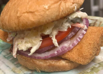 Fried mahi sandwhich at Sebastian Sandwich Shack