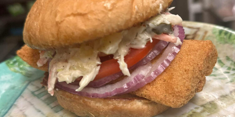 Fried mahi sandwhich at Sebastian Sandwich Shack
