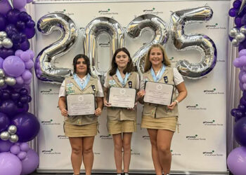 Tauni Greer, Taelynn Taylor and Riley Quinones, all members of Troop 51013, received the Girl Scout Silver Award.