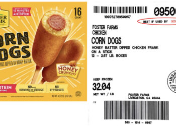 Foster Poultry Farms voluntarily recalled nearly 4 million pounds of frozen chicken corn dogs after complaints of wood contamination, federal officials said.