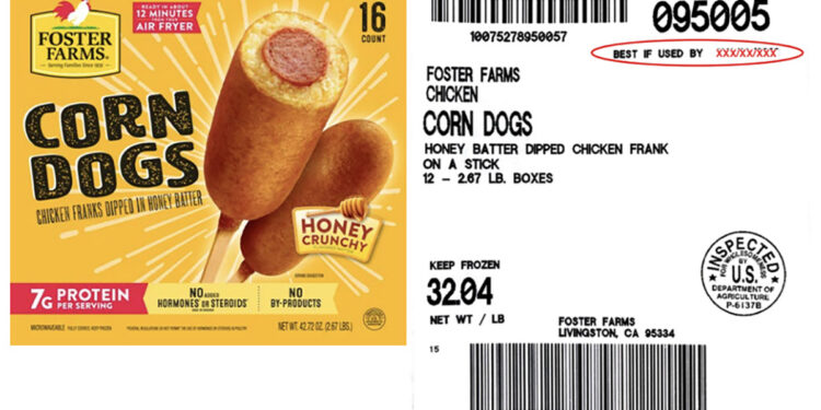 Foster Poultry Farms voluntarily recalled nearly 4 million pounds of frozen chicken corn dogs after complaints of wood contamination, federal officials said.