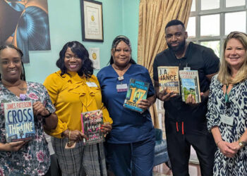 Library staff visited Vero Beach's Garden View Health and Rehab to deliver books to residents.