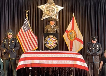 The service for Sgt. Terri Sweeting-Mashkow, 47, began at 11 a.m. inside the Corporate Air hangar at Vero Beach Regional Airport.