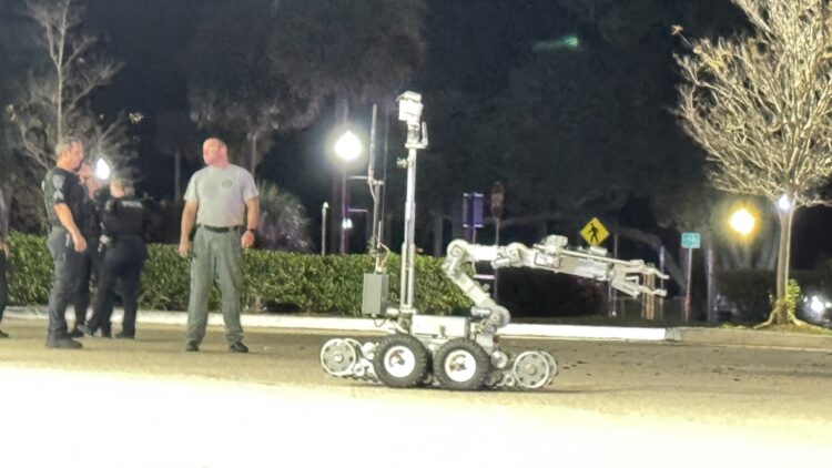 St. Lucie County Sheriff’s Office bomb squad carried out a controlled detonation of a bag at a gas station in Sebastian (Sebastian Daily)