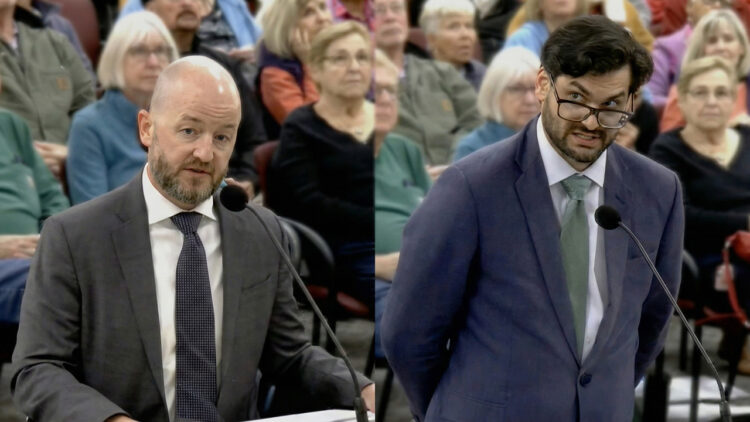 Attorneys argue points regarding the Ameron RV and Boat Storage Plan during a Sebastian City Council meeting