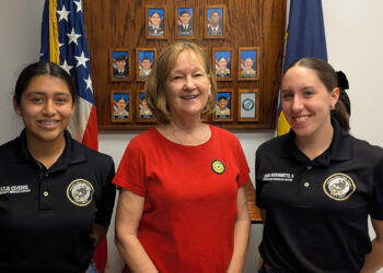 From left: Genevieve Bissonnette (Girls State Alternate), Anne Packowski (ALA Post 189 Representative), and Anne Cevedeo (Girls State Selectee)