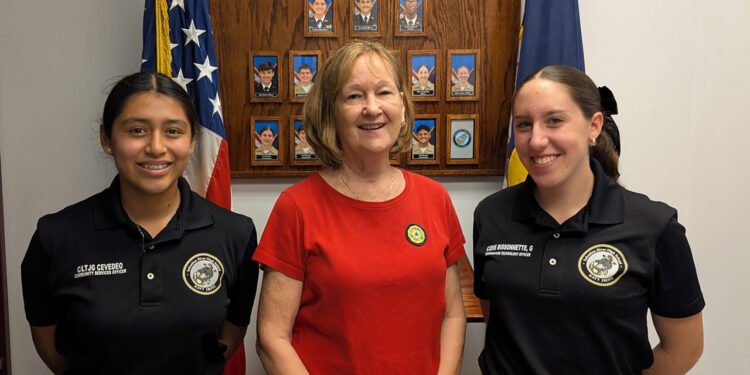 From left: Genevieve Bissonnette (Girls State Alternate), Anne Packowski (ALA Post 189 Representative), and Anne Cevedeo (Girls State Selectee)
