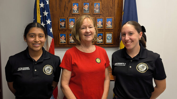From left: Genevieve Bissonnette (Girls State Alternate), Anne Packowski (ALA Post 189 Representative), and Anne Cevedeo (Girls State Selectee)