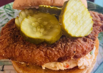 Pimento and hot honey chicken sandwich (Sebastian Sandwich Shack)