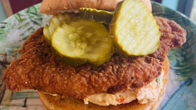 Pimento and hot honey chicken sandwich (Sebastian Sandwich Shack)