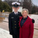 Cadet James Henry Adams Davey (L) stands with his mother, Susan Adams, at the Tomb of the Unknown Soldier