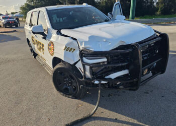 Deputy D. Hoffman's vehicle in crash (Indian River County Sheriff's Office
