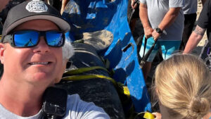 Fire Rescue crews and partner agencies teamed up to safely guide a manatee back to deeper waters off South Melbourne Beach. (Brevard County Fire Rescue)