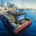 The setup, built atop a maritime vessel, gives fans and players a first-of-its-kind waterfront soccer experience (Photo courtesy of Seattle Sounders FC)