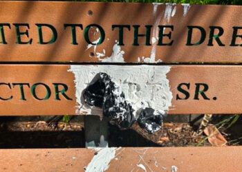 A monument and bench honoring the late Victor Hart Sr.