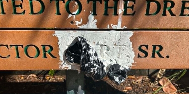 A monument and bench honoring the late Victor Hart Sr.