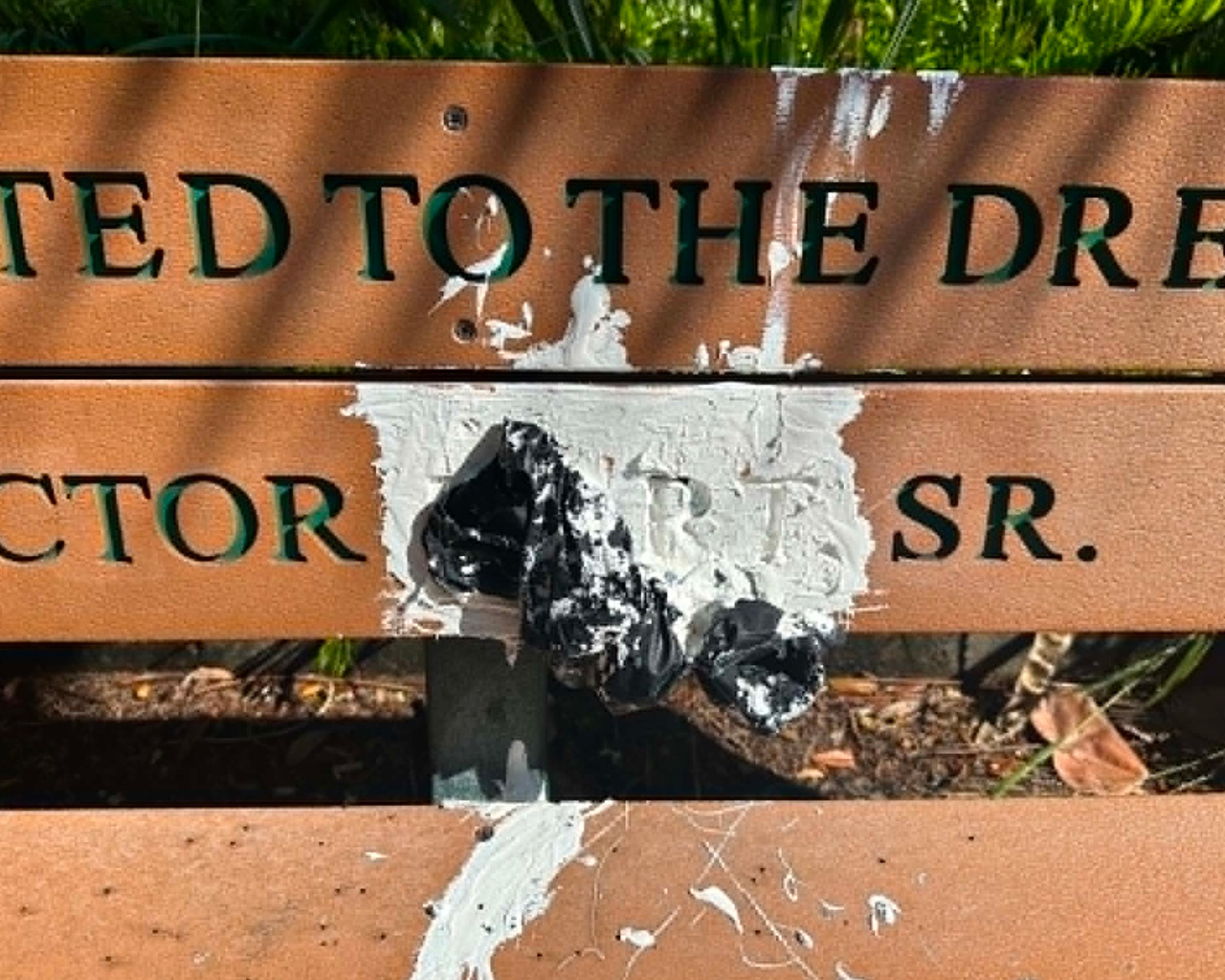 Historical marker and other items damaged at Gifford museum