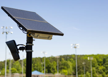 A solar-powered Flock Safety license plate reader. The units photograph plates in public view and compare them with hot lists of stolen cars, wanted people and missing persons. File photo.