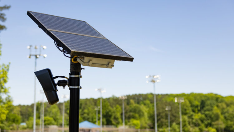 A solar-powered Flock Safety license plate reader. The units photograph plates in public view and compare them with hot lists of stolen cars, wanted people and missing persons. File photo.